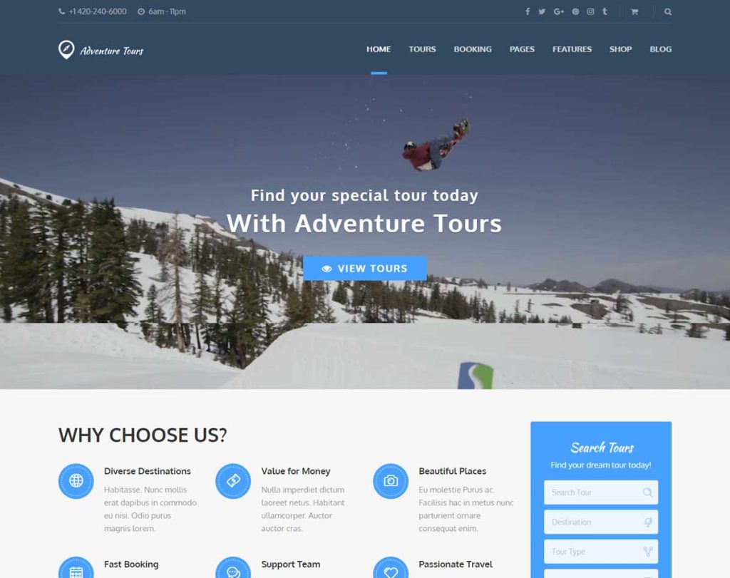 Adventure Tours - WordPress Travel Theme