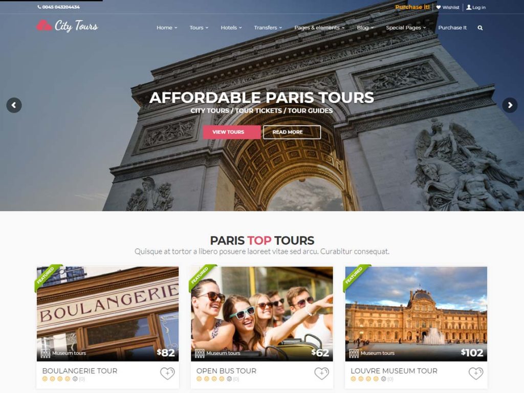 CityTours | Hotel & Tour Booking WordPress Theme
