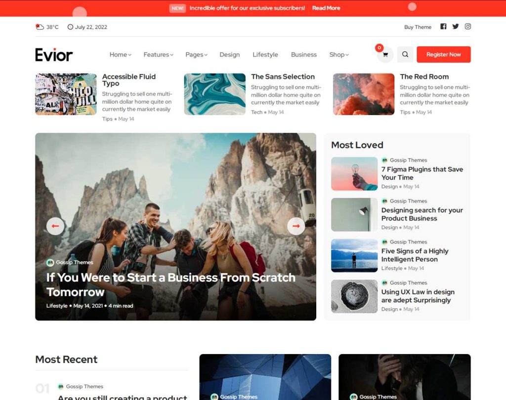 Evior - Modern Magazine WordPress Theme