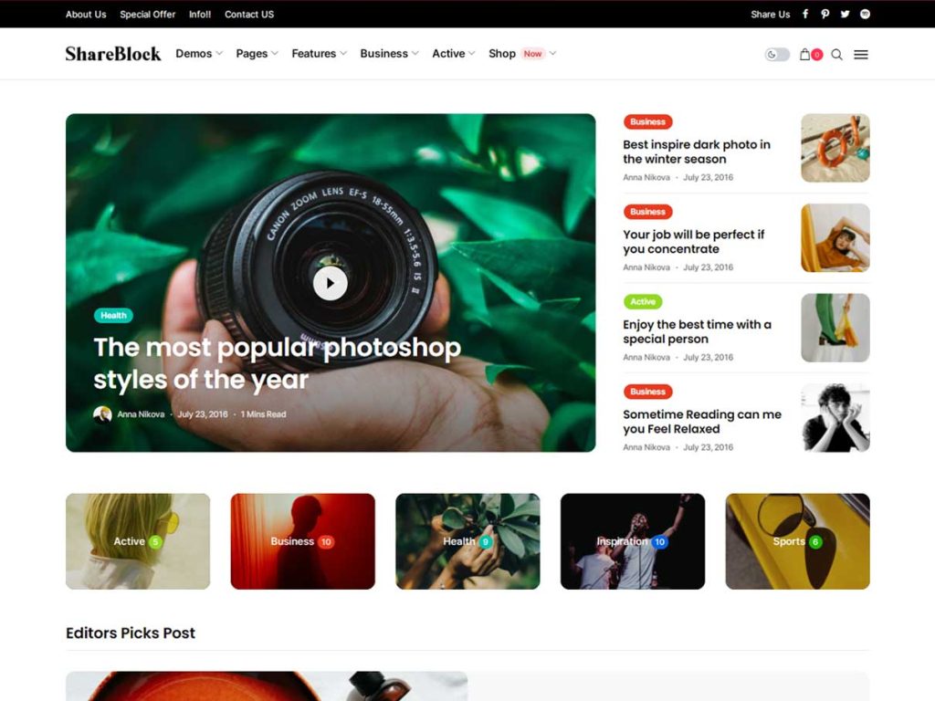 ShareBlock - Magazine & Blog WordPress Theme