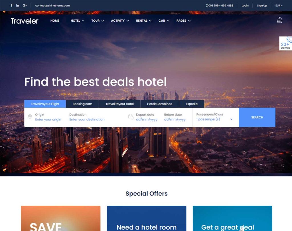Traveler – Travel Booking WordPress Theme