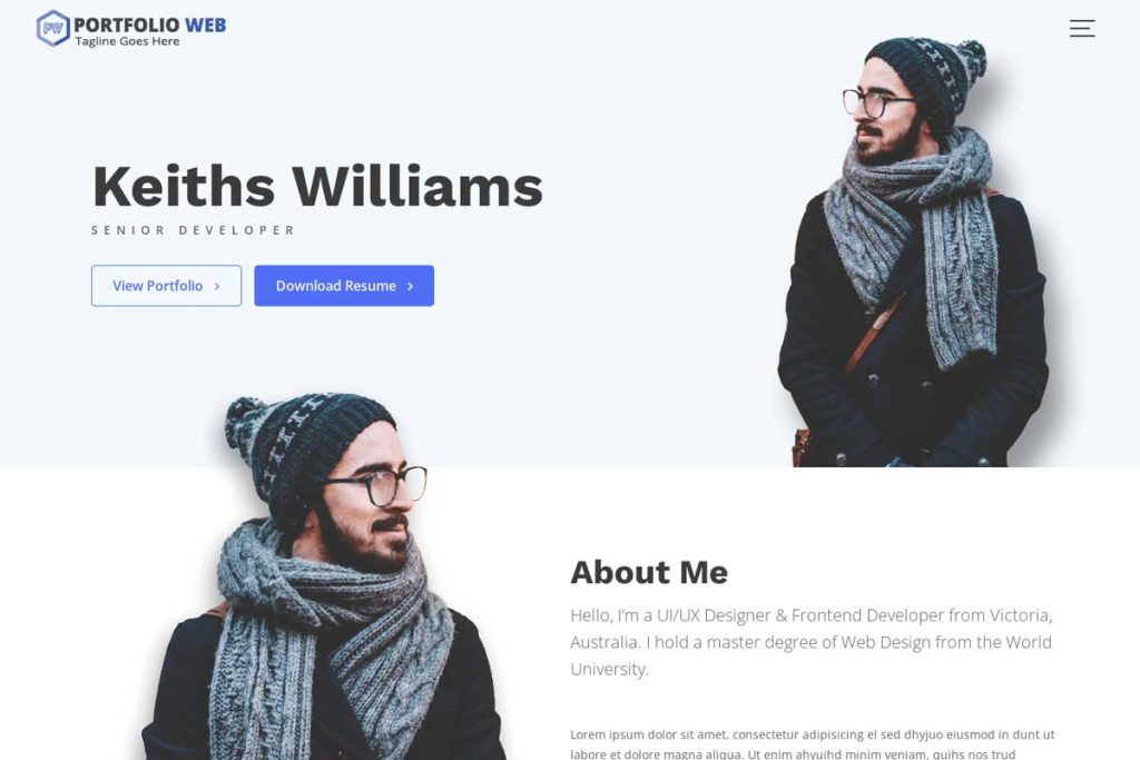 Portfolio Web – Free CV / Resume / Portfolio Biography WordPress Theme