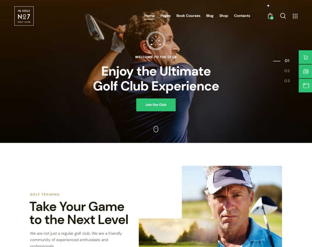 N7 | Golf Club & Course Sports & Events WordPress Theme