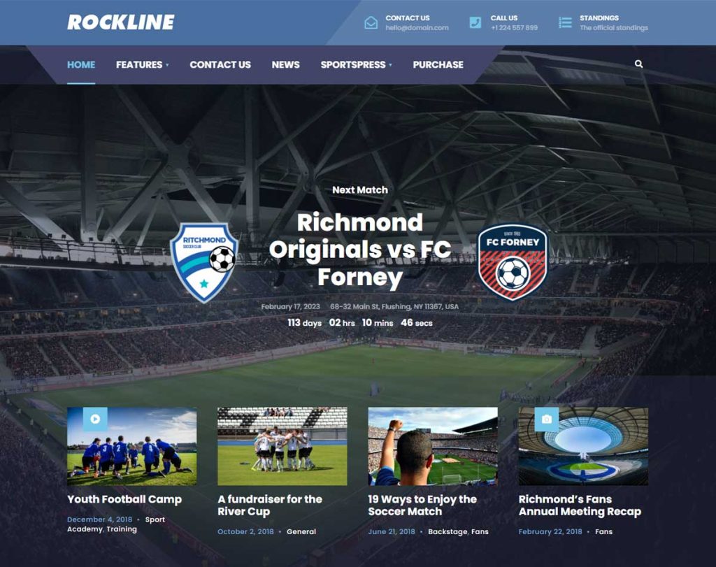 Rockline - Sport News and Club WordPress Theme