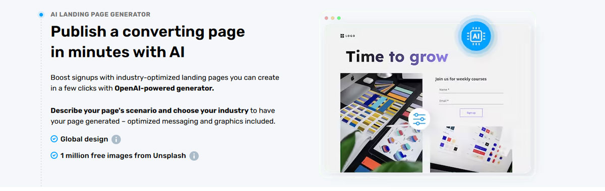 Getresponse ai landing page website builder
