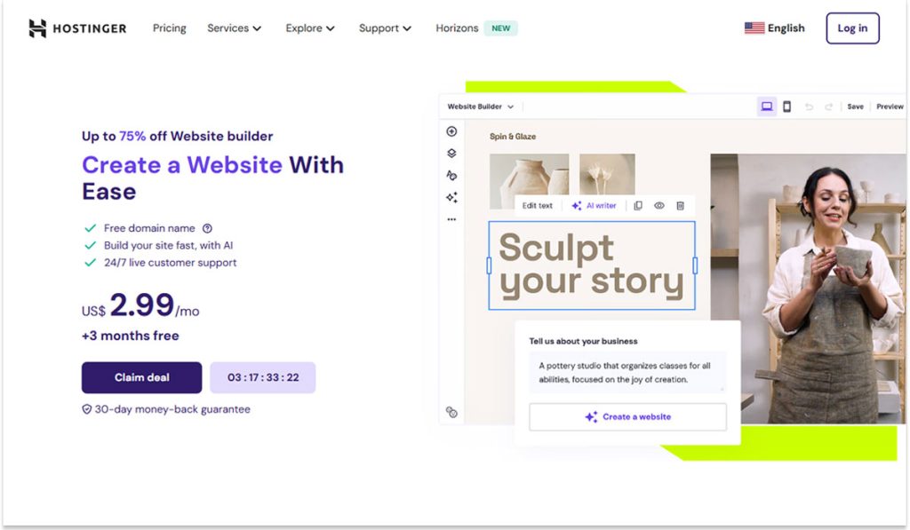 Hostinger best cheap website builders