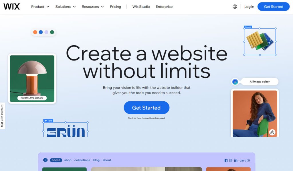 Wix AI website builder